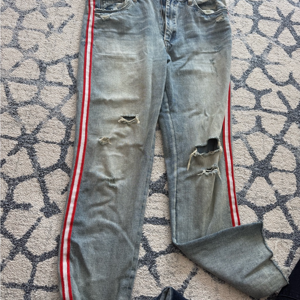 Blank Nyc Straight Leg Jeans With Red Accents
